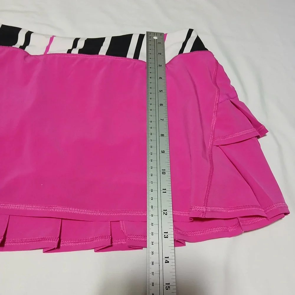 Lululemon‎ Pace Setter Skirt Pink Striped Waist Pleated Back Tennis Skort Size 8
